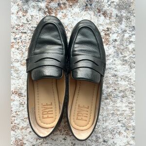 Frye Black Leather Faith Loafers